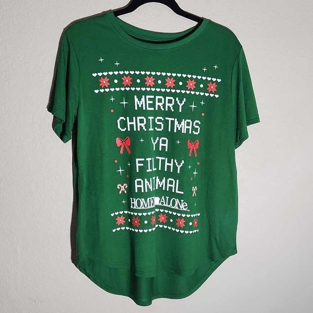 Home Alone Shirt Womens Jr Shirt XXL 19 Merry Christmas Ya Filthy Animal Green